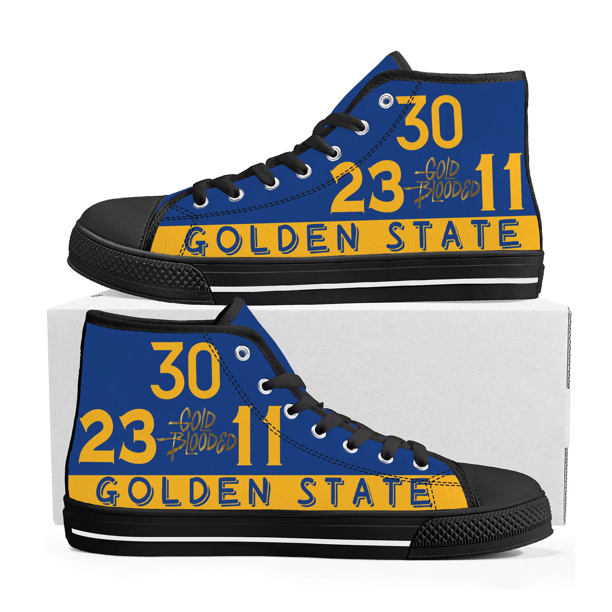 golden state Number 30 11 23 Gold Blooded High Top Sneakers Mens Womens Teenager Canvas Sneaker Casual Custom Made Shoes