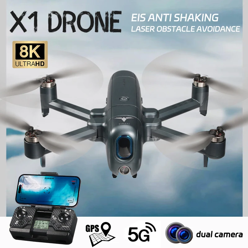 X1 8K Drone With camera Drone ESC 3-axis Dual lens RC aircraft GPS 360° automatic Obstacle Avoidance Dron 8K Portable Drone