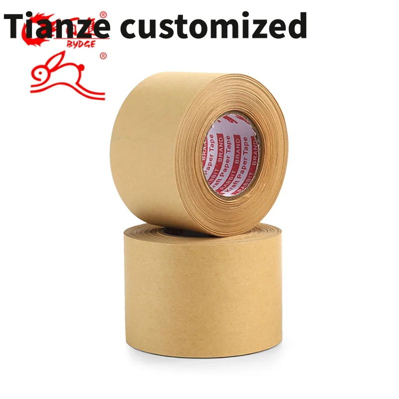 

10 pieces.custom.Custom Printed Carton Packing Self Adhesive base fiber reinforced Kraft Paper Gummed Tape