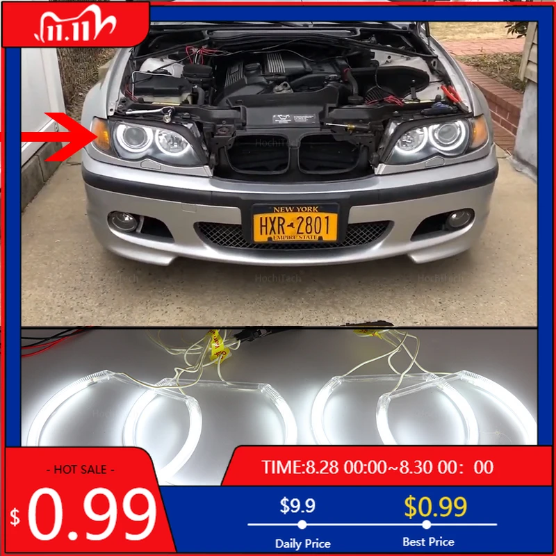 Горячие для BMW 3 серии E46 316i 318i 320i 323i 325i 328i 330i 318d 1997-2006 БЕЛЫЕ CCFL фары Angel Demon E Наклейки на интерьер