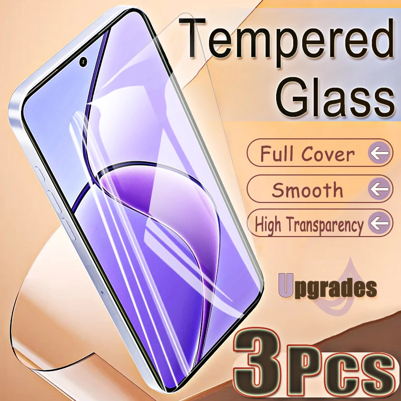 Upgrade 3PCS Fingerprint-Unlock Schützen Gehärtetes Glas Für Realme 12 5G Anti Explosion Screen Protectors Film klar Volle Abdeckungen