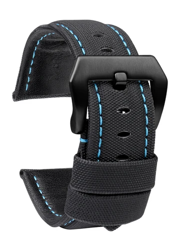 Correa de reloj de cuero con textura de nailon de 22mm, 24mm y 26mm para Panerai PAM01661 441 Marina, accesorios para reloj de línea negra y azul