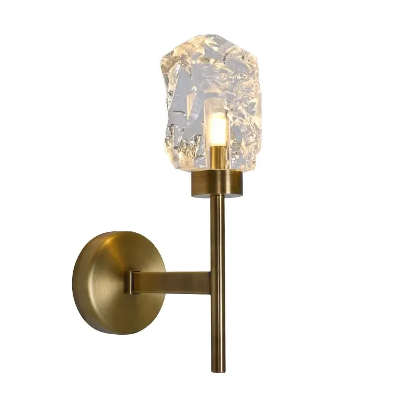 Modern Transparent Crystal Glass Wall Lamp Single Head Solid Design for Living Room Bedroom Corridor Irregular Shape Lighting