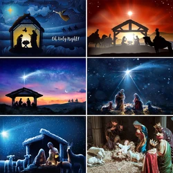 Laeacco Photography Backgrounds Christmas Jesus Of Birth Nativity Scene Shepherds Kings Sheep Pattern Photo Backdrop Photostudio