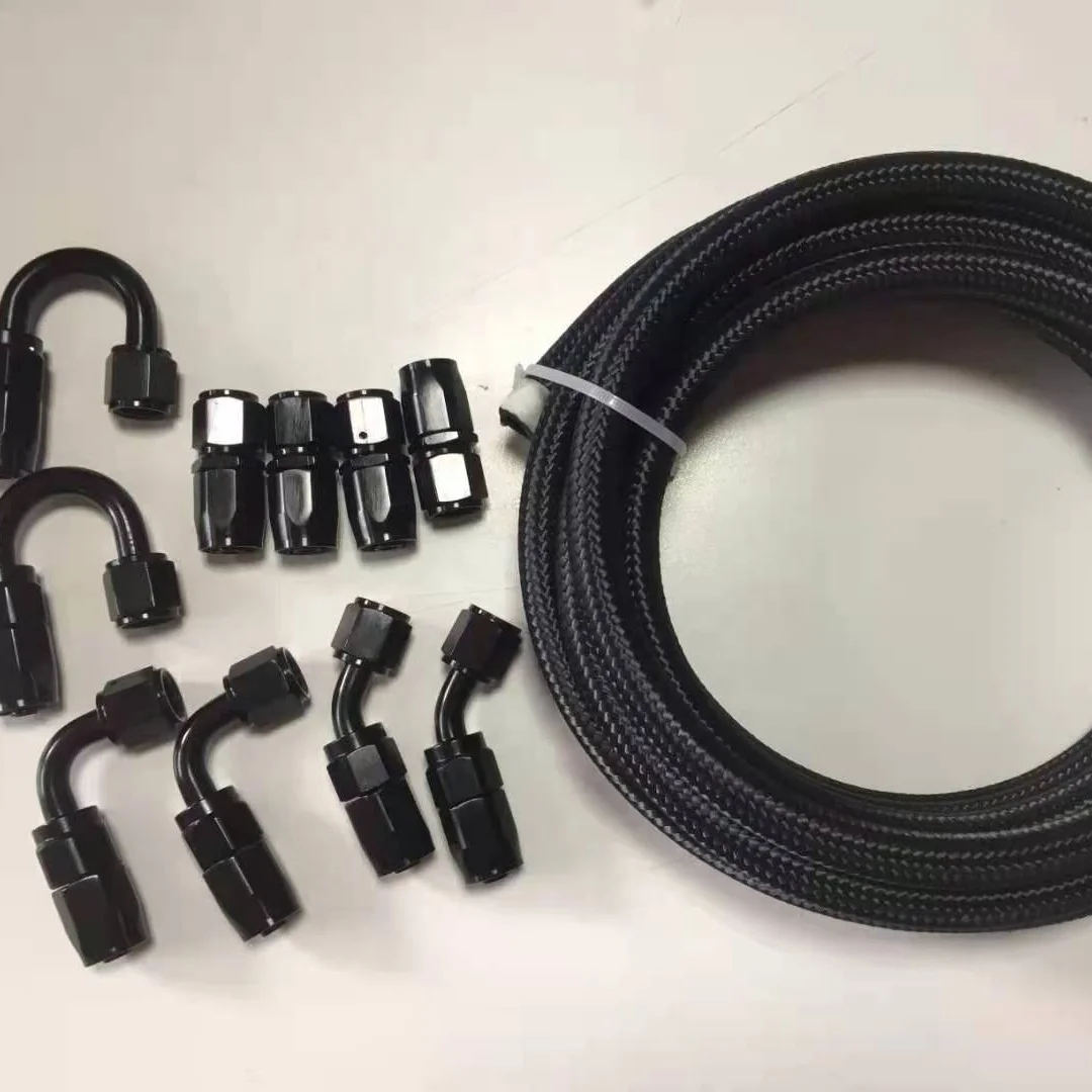 AN6 6M Stainless Steel Nylon Braided Oil Line Hose + 6AN Hose And Fittings Kit