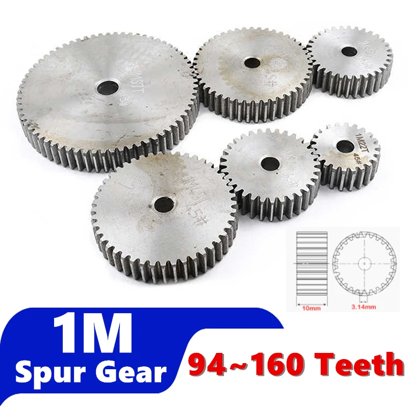 1Pc Module 1 Carbon Steel Metal Spur Gear 94 95 96 97 98 100 105 110 115 120 125 130 140 150 160 Teeth 1M Pinion Gears