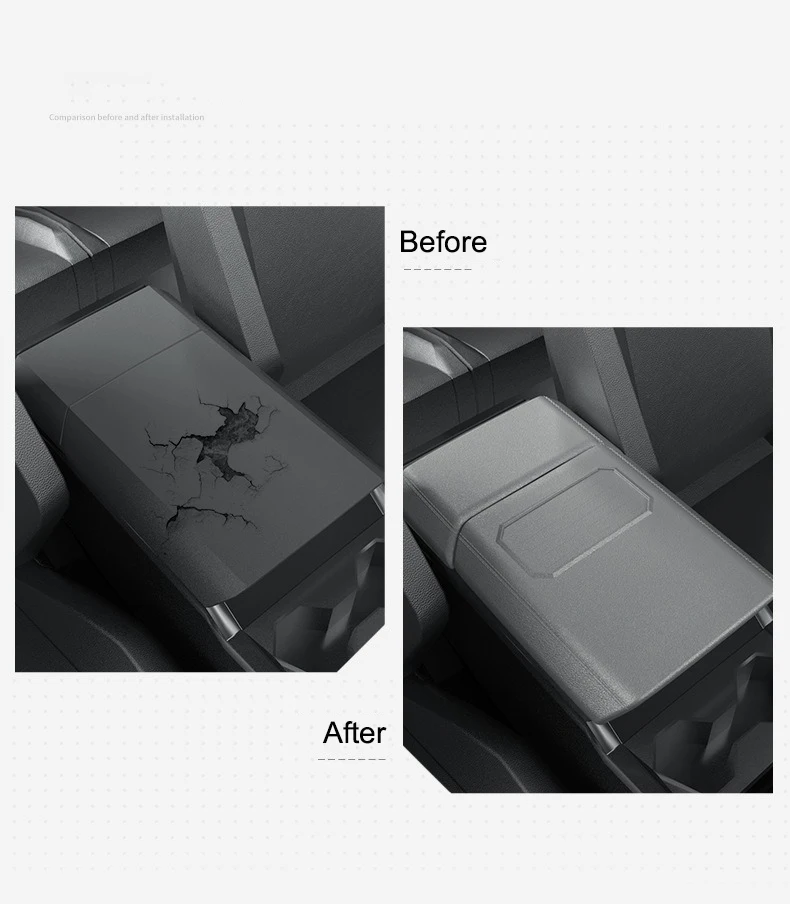 For Tesla Cybertruck 2024 Car Armrest Box Protective Cover TPE for CyberTruck Armrest Cover Set Full Fit Non-slip Cell Phone Mat