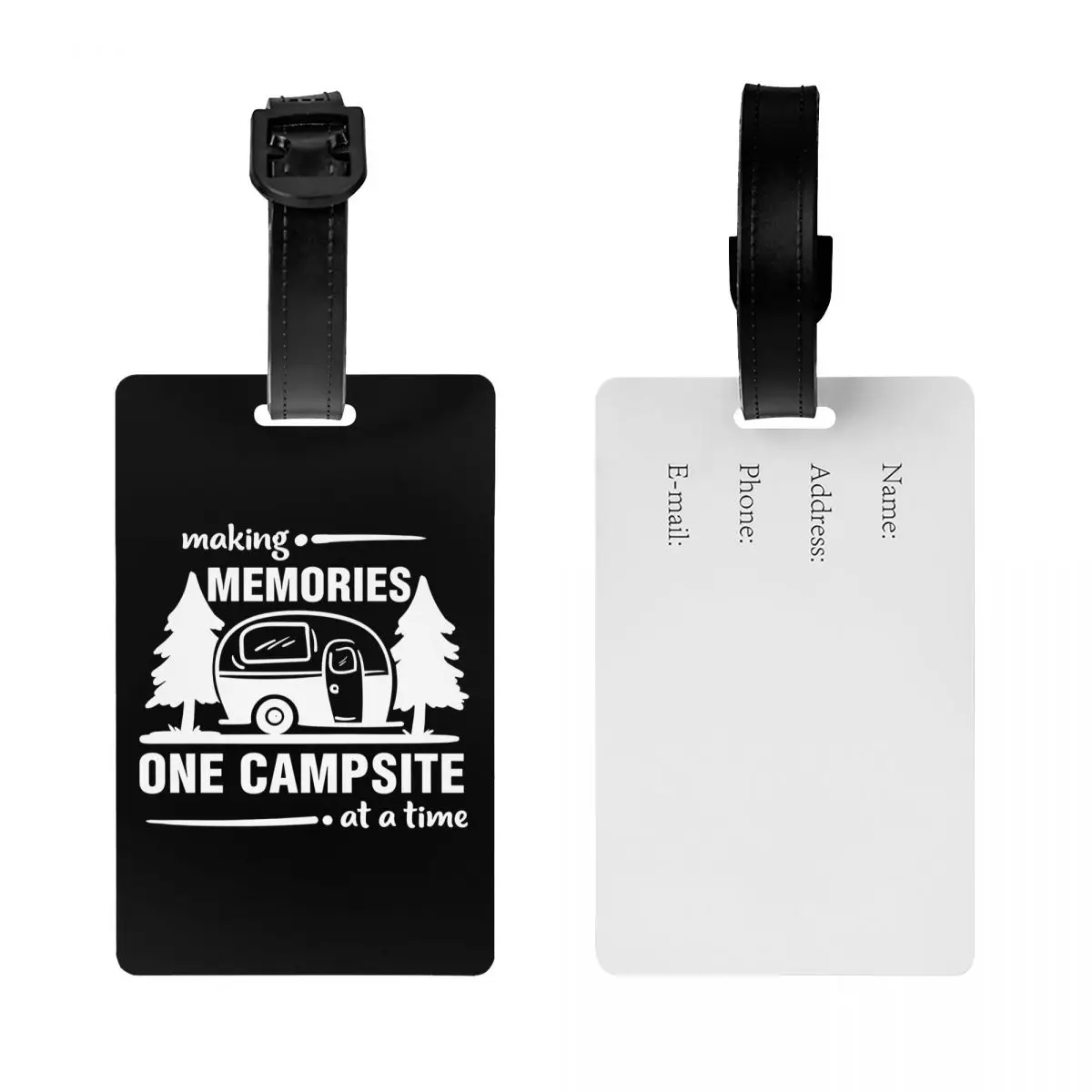 Custom Adventure Camping Happy CamperCamping Luggage Tags for Suitcases Funny Baggage Tags Privacy Cover ID Label