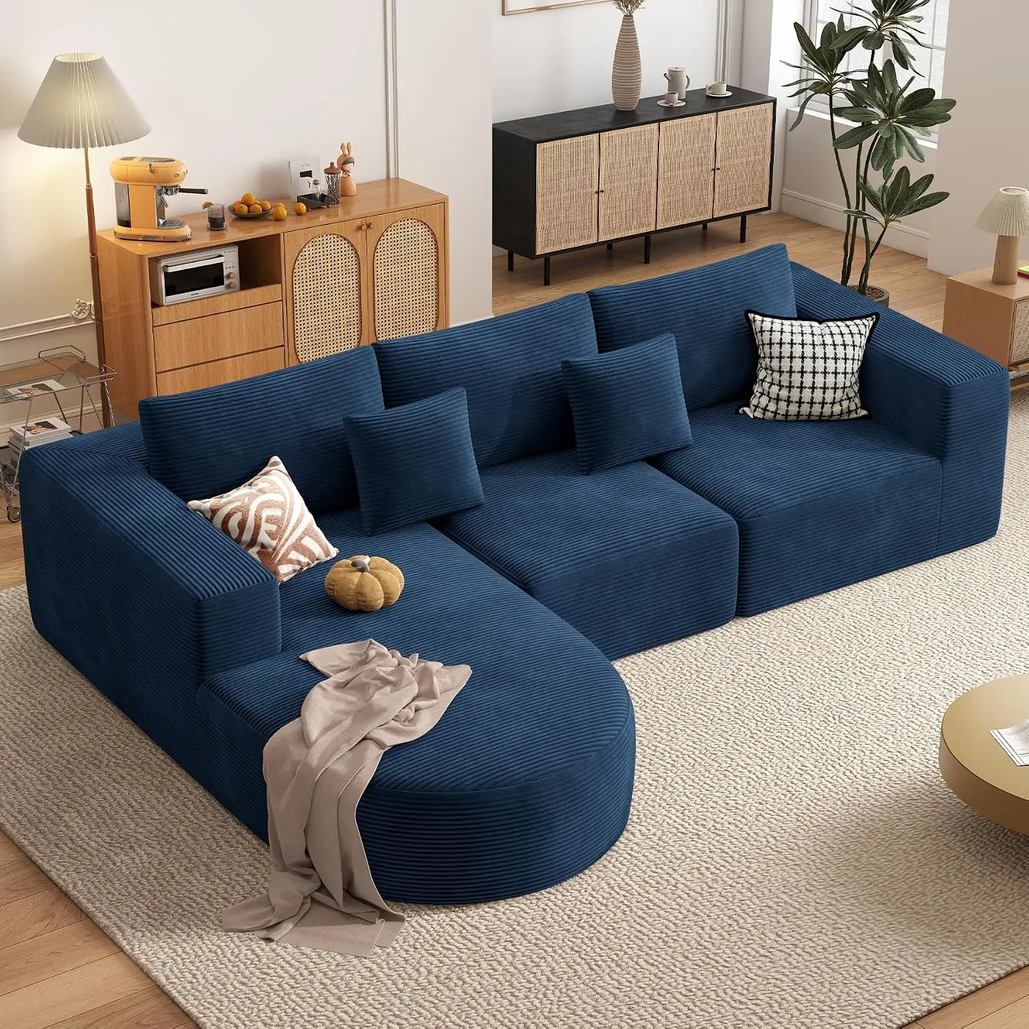 Boneless Couches for Living Room,Cloud Sectional Couch with L-Shape Chaise,Modern Modular Sofa with Deep Seat, Customized