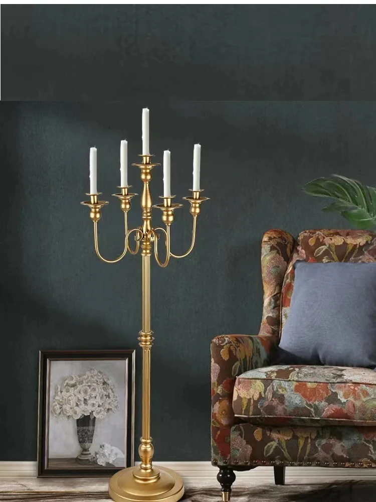 

5-Head Golden Floor Candlestick Wedding Birthday Party Decorations Tall Candle Holder Centerpiece for Home Events