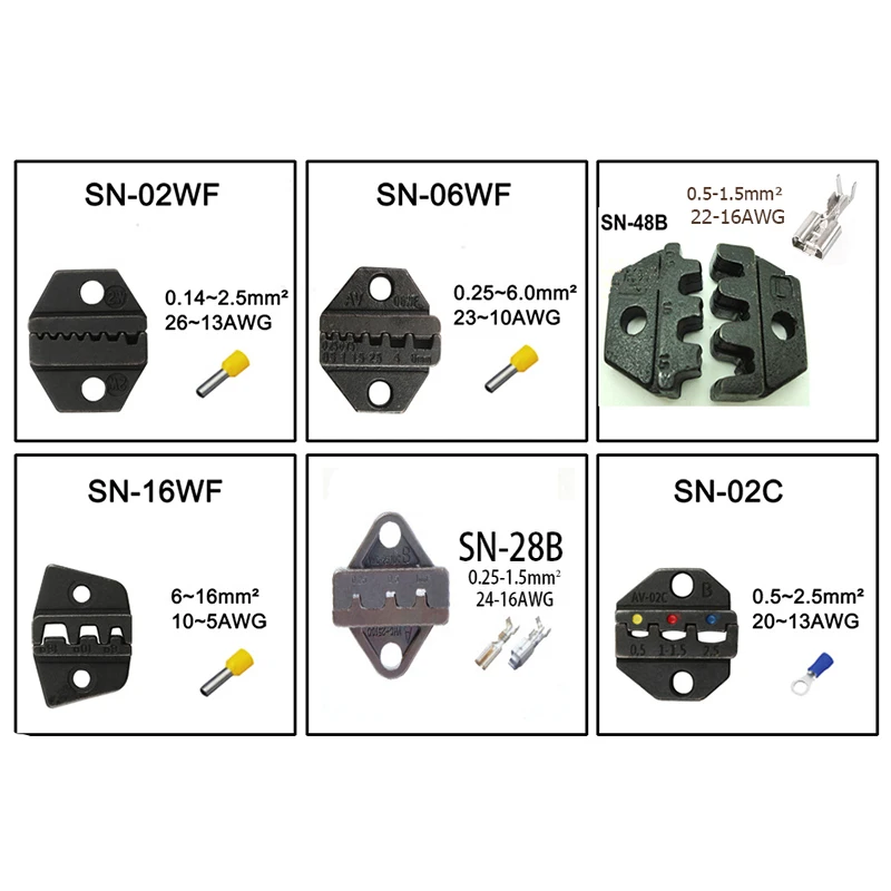 Crimping Pliers Set SN-58B SN-28B SN-48B SN2549 Jaw Kit for 2.8 4.8 6.3 VH3.96/Tube/Insulation Terminals Clamp Min Tools