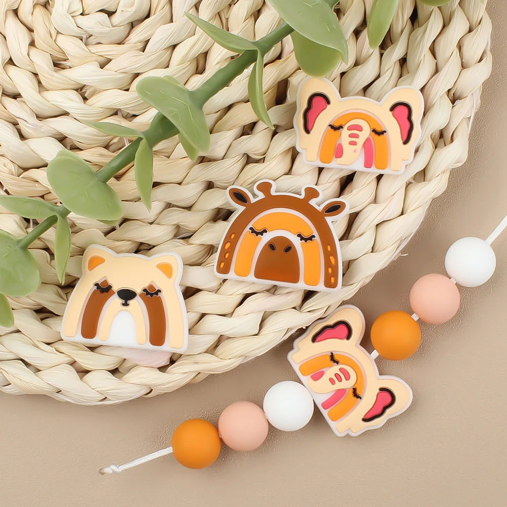 5/10 Pcs Silicone Beads Elephants Giraffes Free BPA Nipple Dummy Holder DIY Chewable Teething Toys Pacifier Chain Accessories