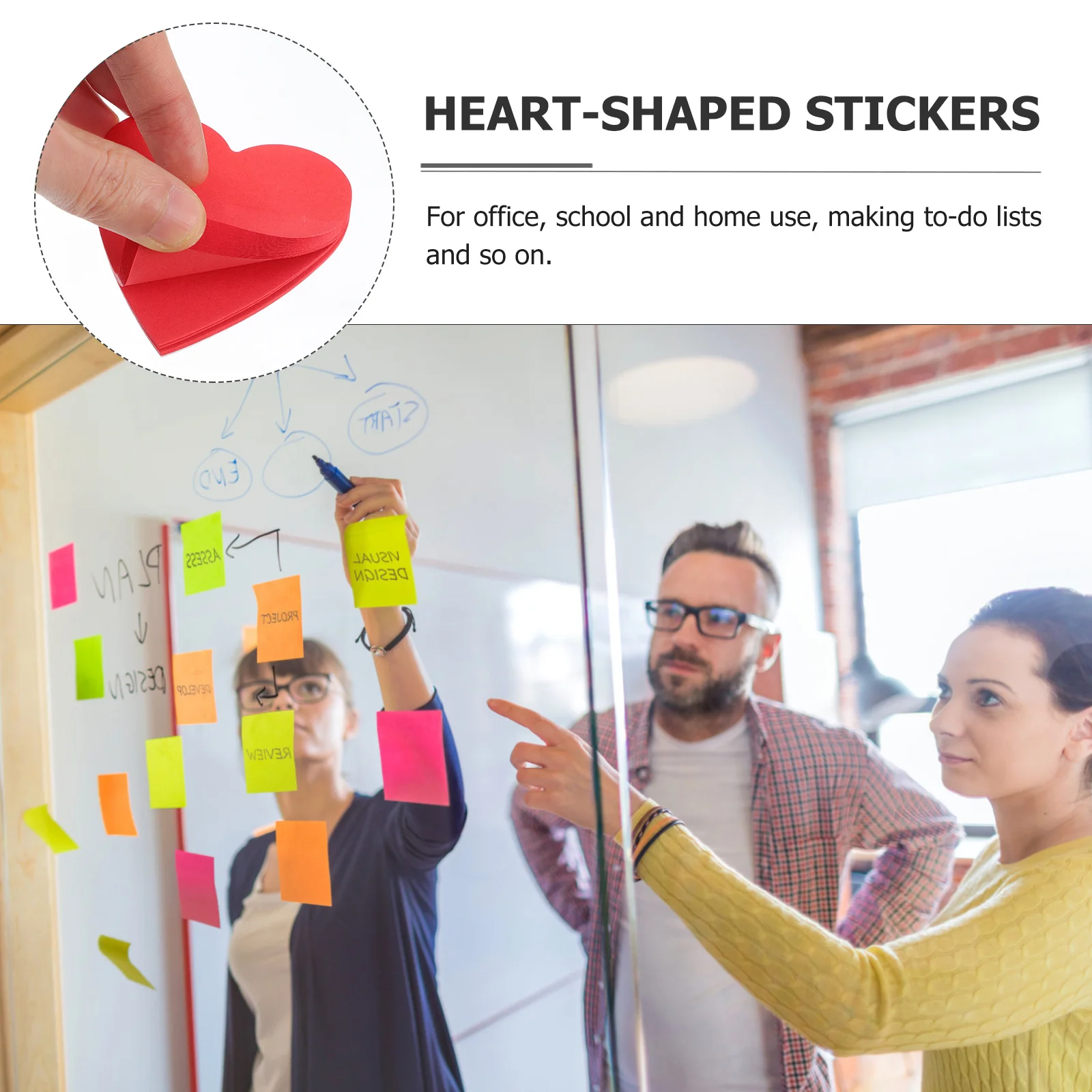 

6Pcs Heart Shaped Sticky Memo Pads Lovely Compact Writing Memo Stickers Self Adhesive Portable Post-Notes Paper Stickers