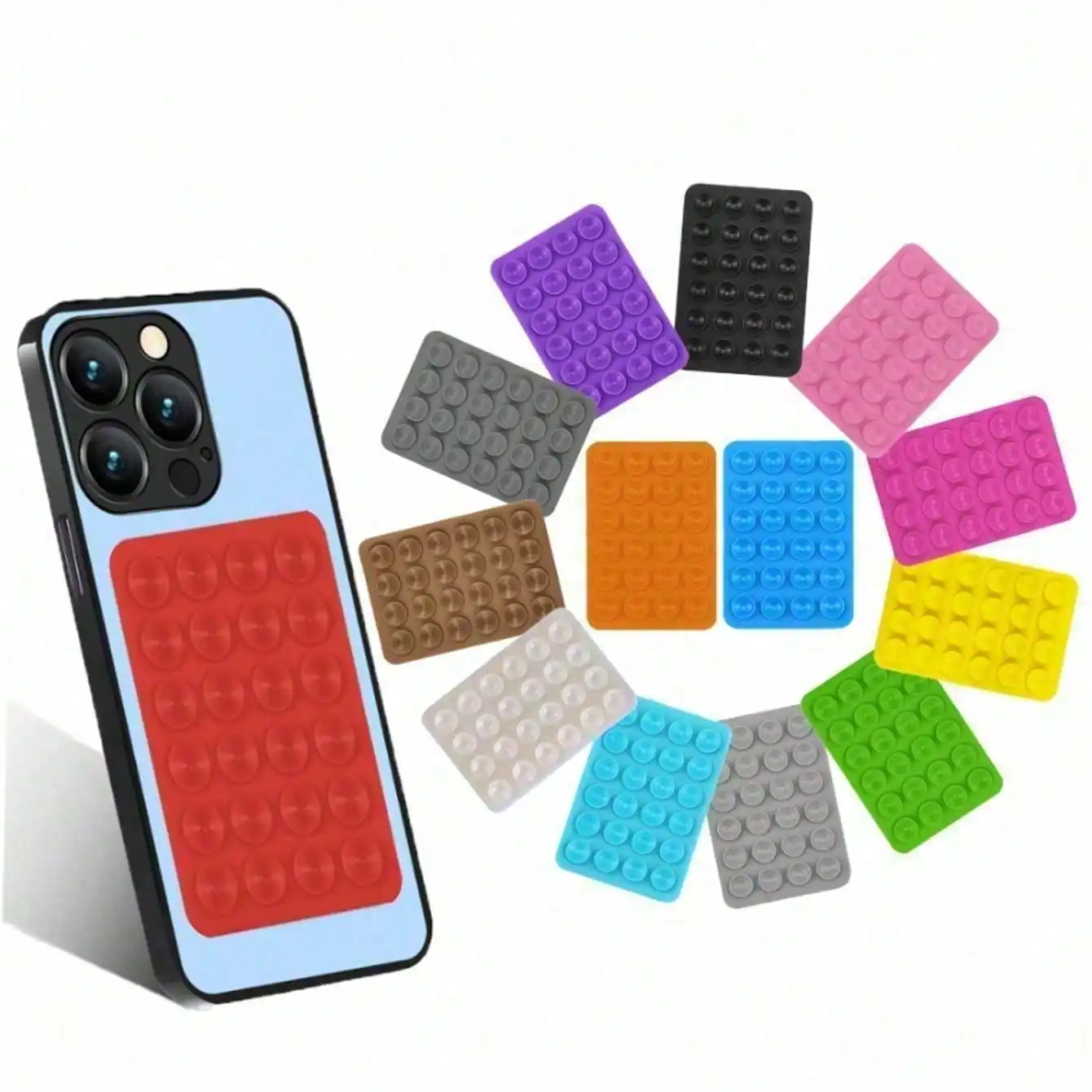 

1pc Square Silicone Suction Cup Phone Case With Silicone Suction Cup At The Back, Silicone Phone Suction Cup, Suitable