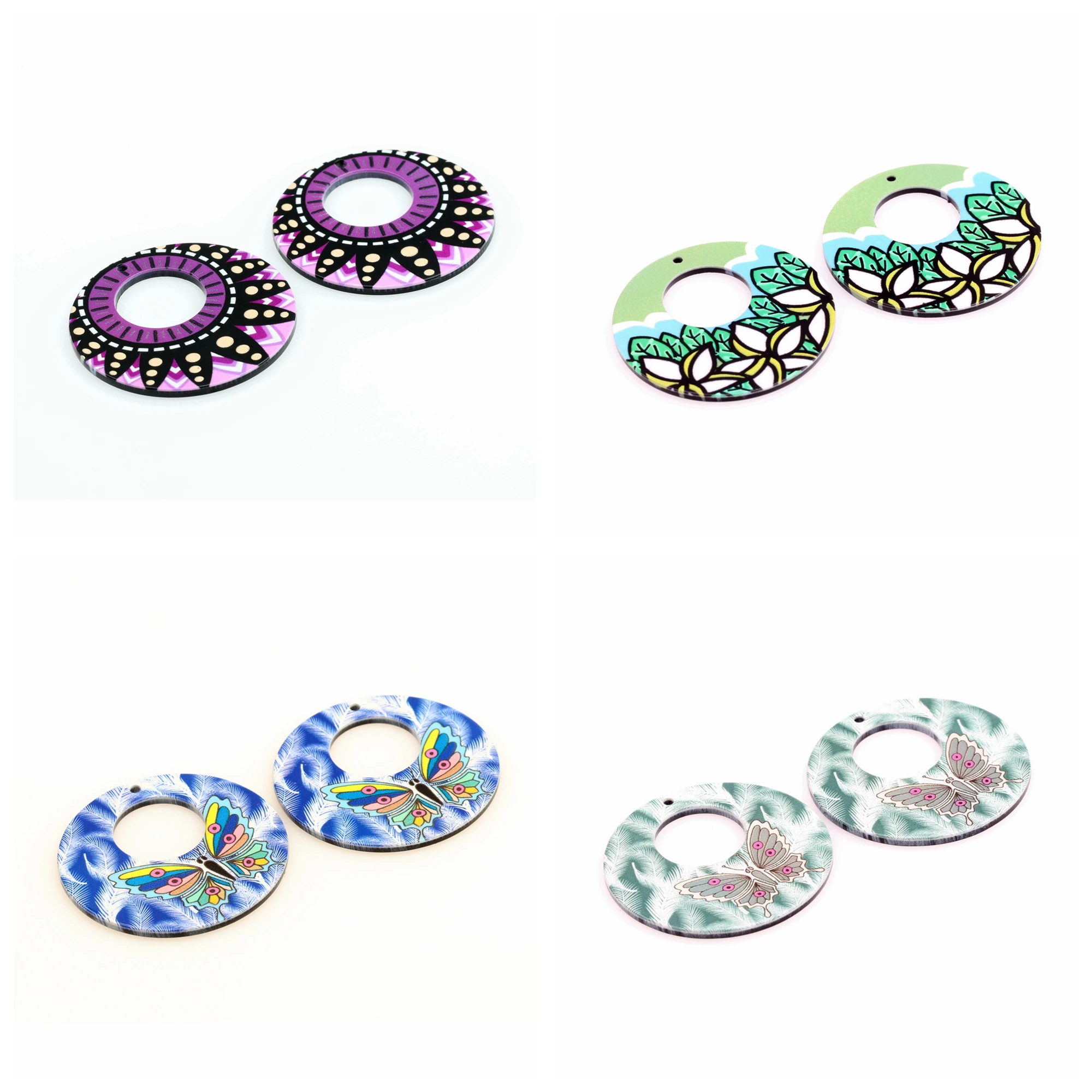 

6PCS Acrylic Charms,Round Flat Pendant,Colours FLower Earring Parts,Earrings Findings,Jewelry Supplie 33.5x45.5mm,ACL-305