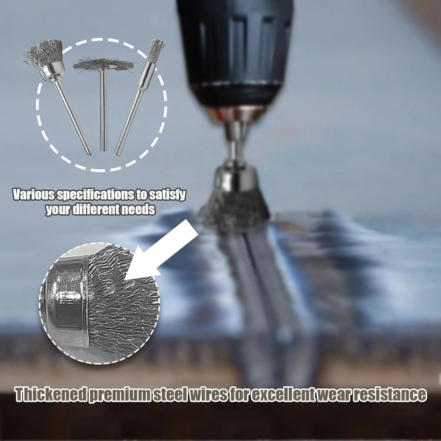 عجلة فرشاة تلميع معدنية للأدوات الدوارة، ساق 3 مم، فرش كأس سلك فولاذي لمطحنة القالب، مجموعة 25 مم، 10 قطع #2