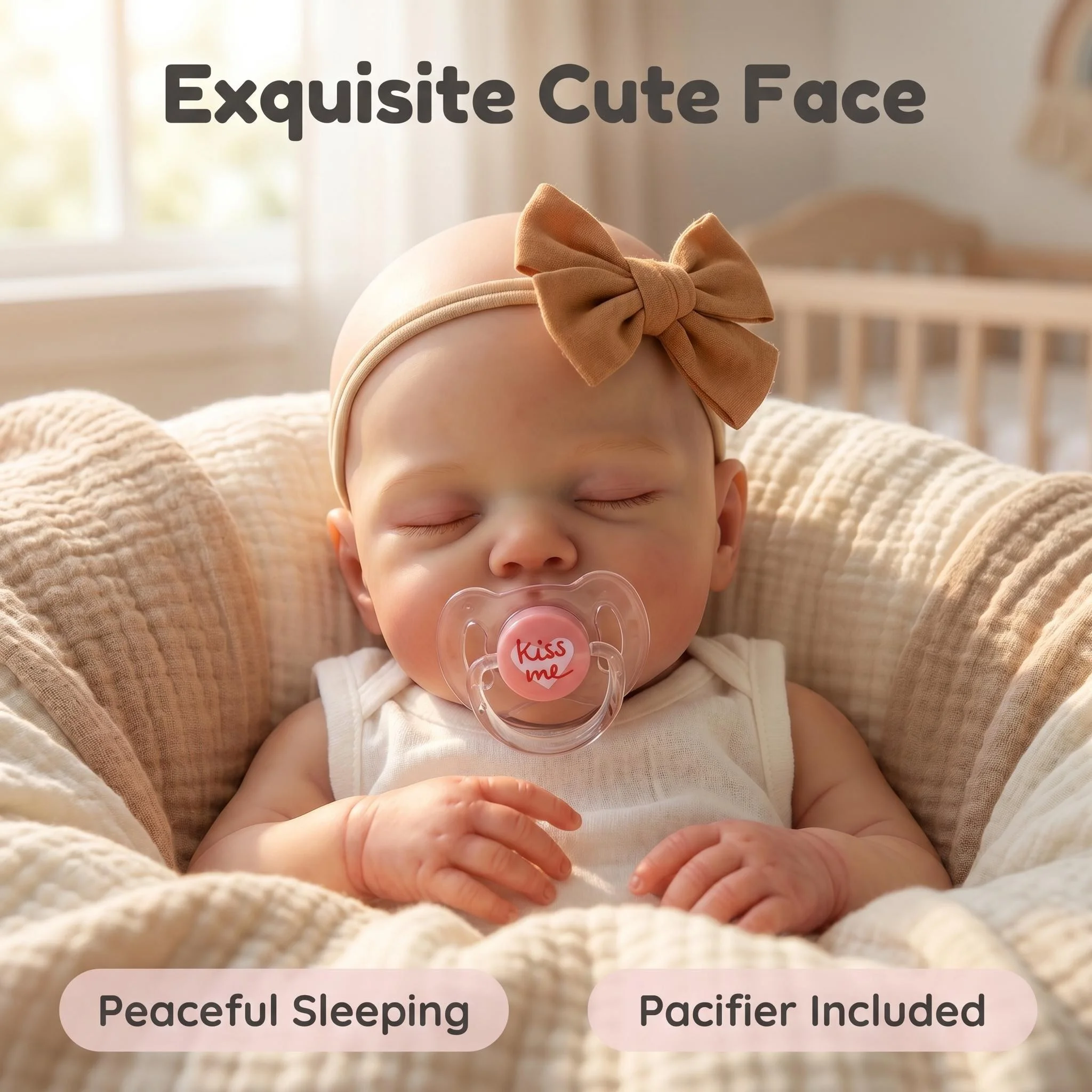 1PC 18Inch Lifelike Reborn Baby Doll irys Realistic Newborn Cloth Body Handmade Painting Cute Hair Simulation Doll Holiday Gift