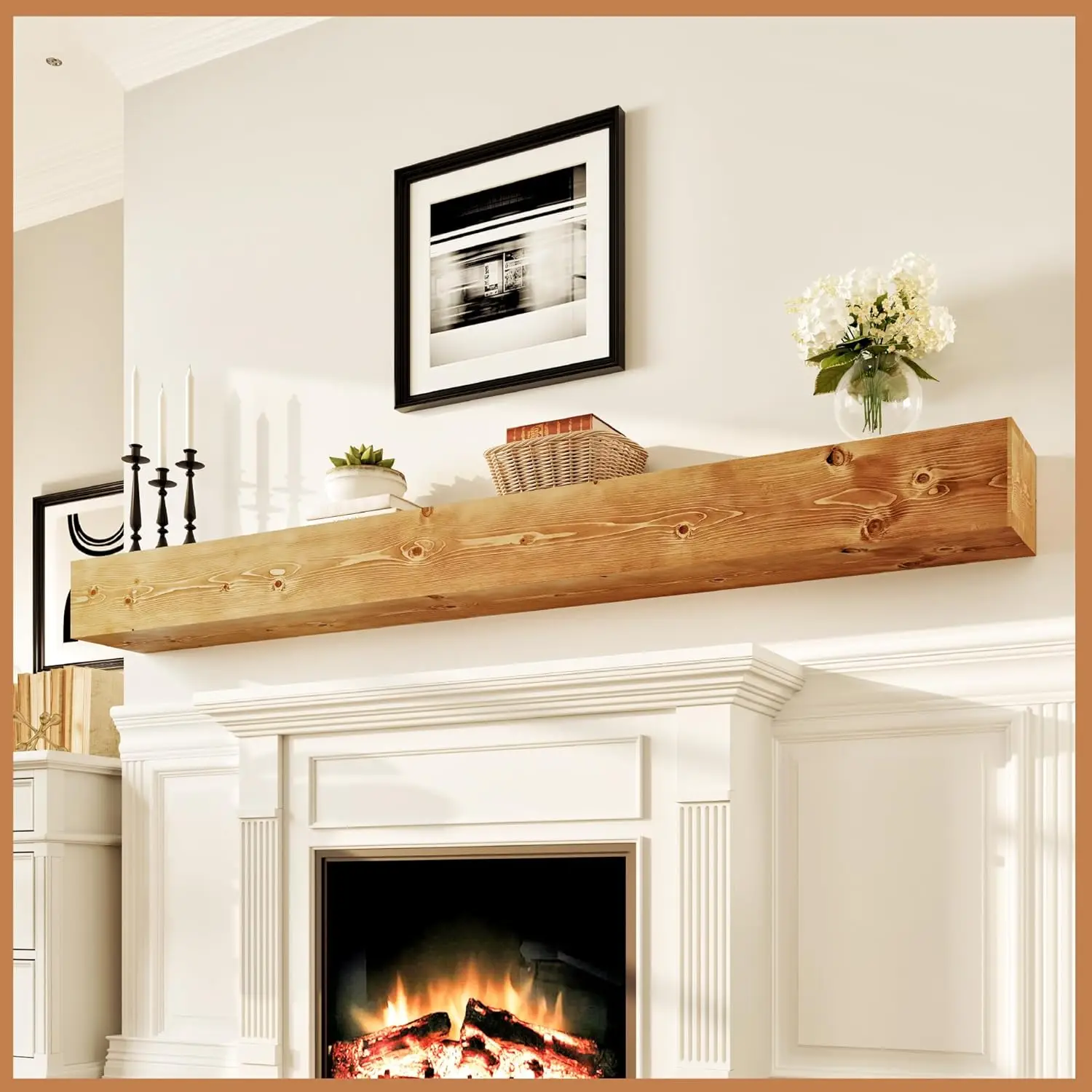 Mantle Shelf 84 Inches for Home Decor/Wall Decor - Handcrafted Wood Shelf for Wall - Decorative Fireplace