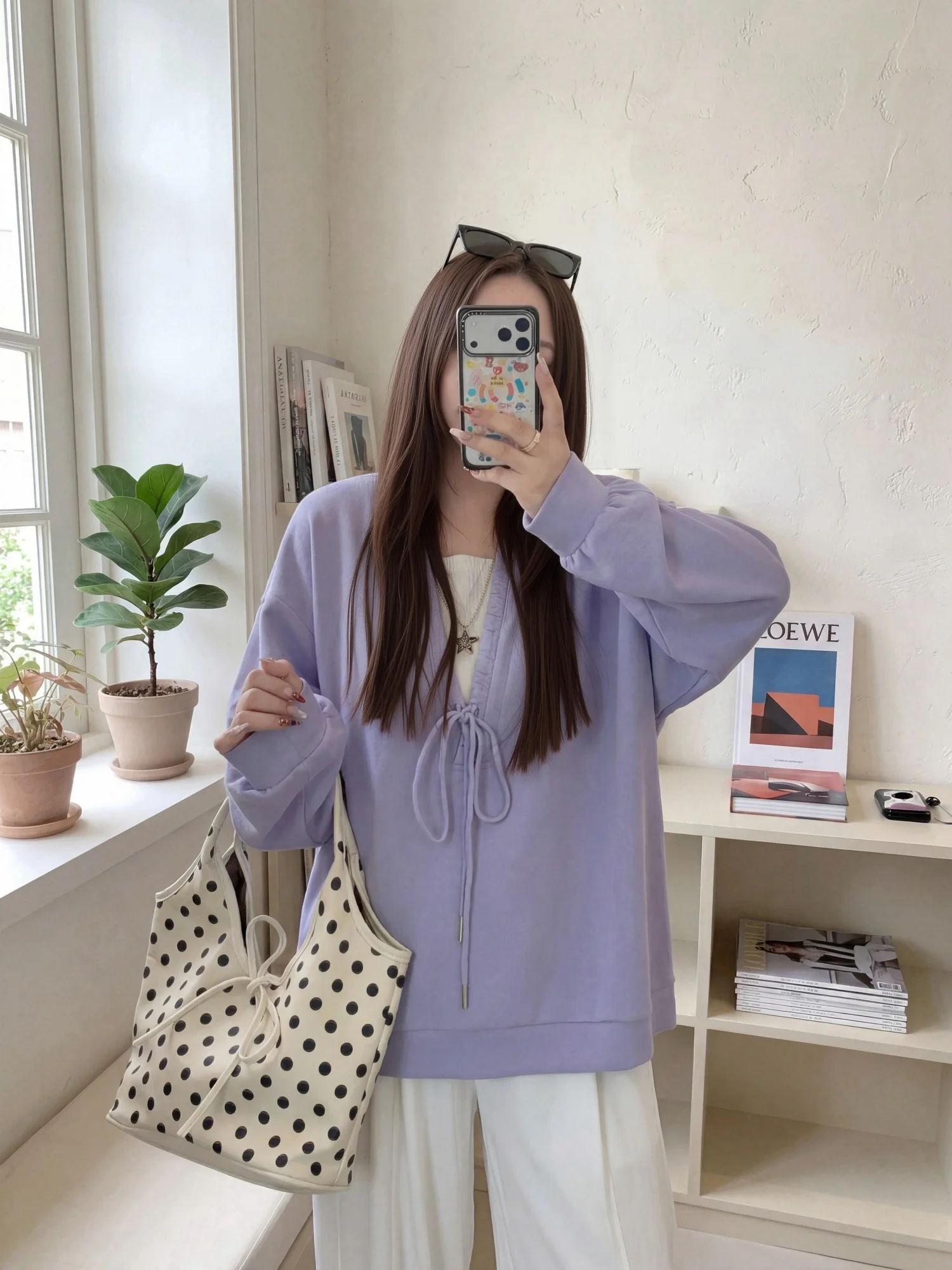 

plus Size Women's Long Sleeve Sweatshirt Spring Commute Casual Versatile Meat Concealing Two-Piece Look V-Neck Drawstring