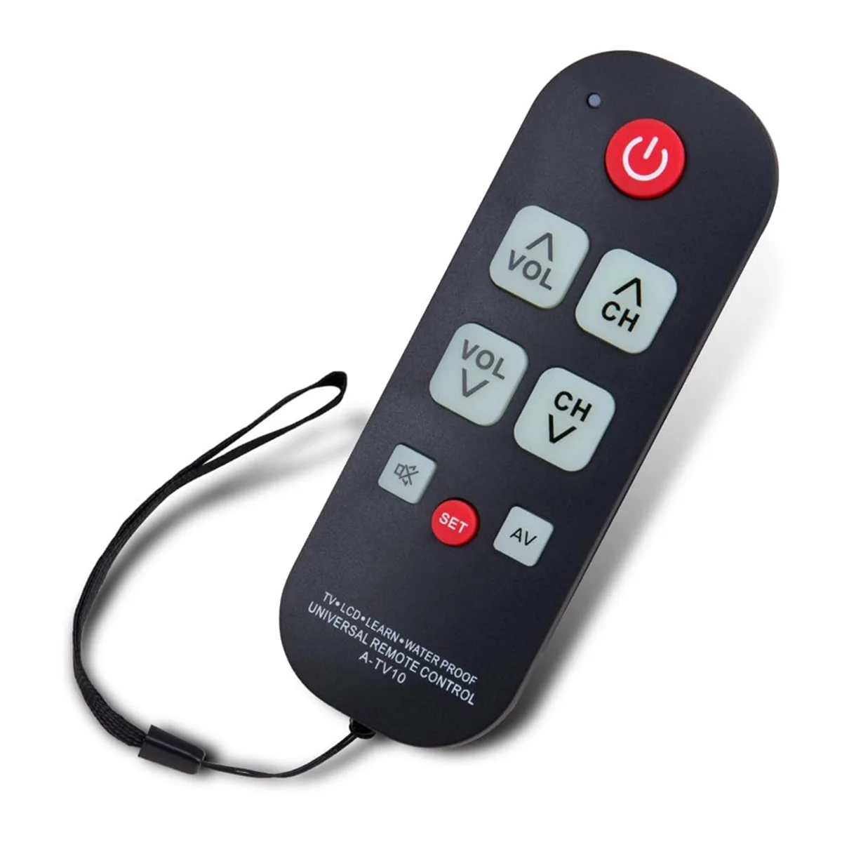 AA91 A-TV10 TV Remote for Seniors Universal Controller Simple Waterproof Remote Control with LED Light for All TV Models