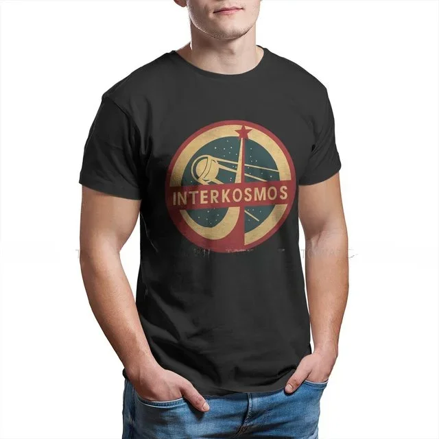 Russian USSR CCCP Classic T Shirt Vintage Interkosmos Space Program Sputnik Satellite Distinctive Homme Cotton Shirt Funny Tops