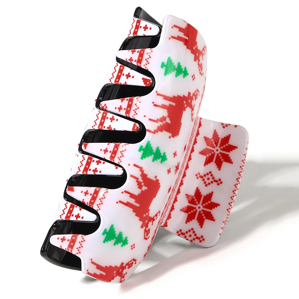 Creative Christmas Gifts Elk deer Tree Printed Acrylic Hair Claw For Women New Festival Non-slip Hairpin Hair Accessories Tool view 3