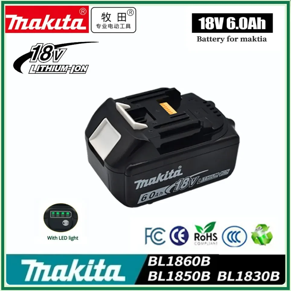 

Makita Original 18V 6000mAh Stable Lithium-ion Rechargeable Battery 18V drill Replacement Batteries BL1860 BL1830 BL1850 BL1860B