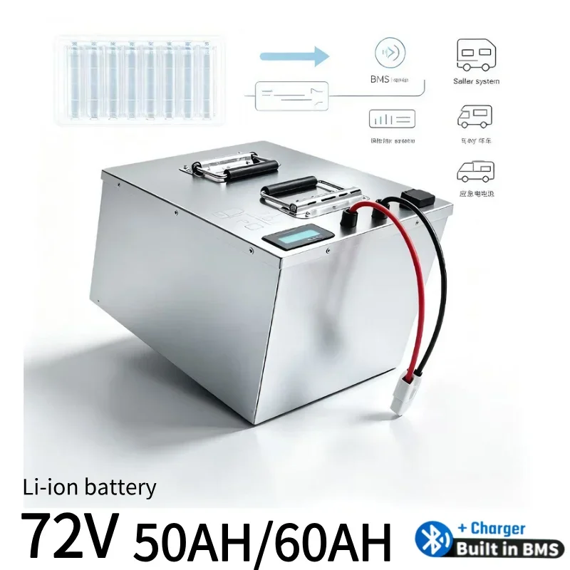 Steady Output 72V Lithium Ion Storage Unit 50Ah 60Ah High Power Support 3000W 5000W Electric E Scooter E Bike