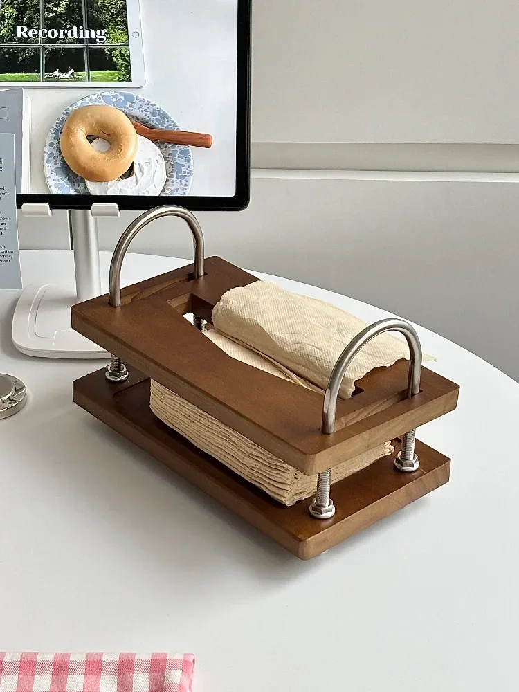 Blogger DIY Solid Wood Tissue Box Paper Towel Holder Pumping Paper Storage Box Napkin Holder Coffee Suspension Type Tissue Box