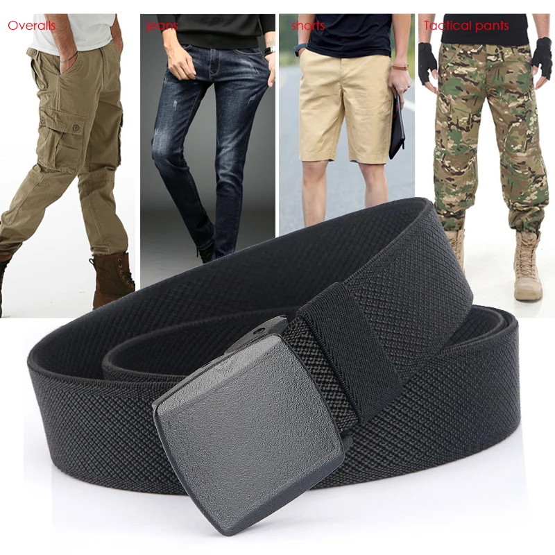 VATLTY Metal Free Men\'s Elastic Belt Strong Engineering Plastic Quick Release Nylon Buckle Unisex Stretch Belt Outdoor Girdles