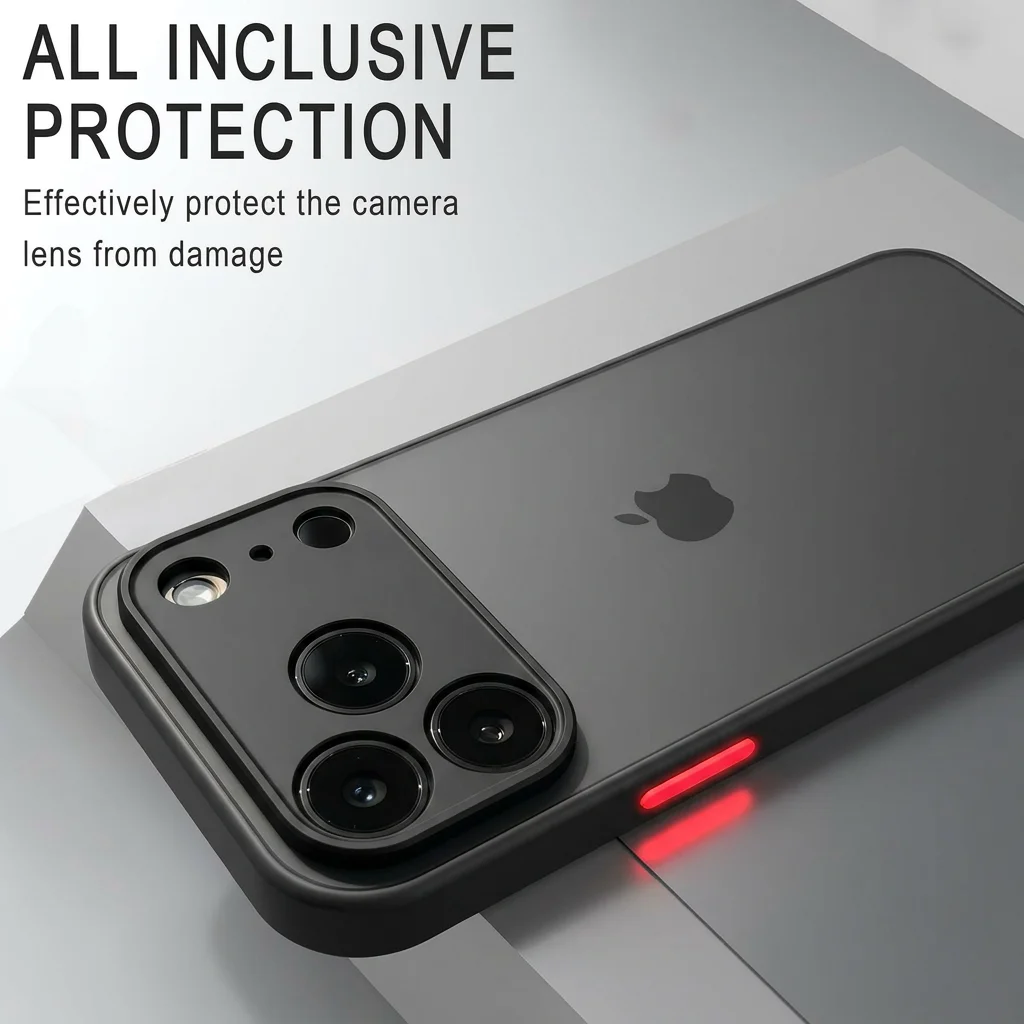 Luxuriöse Matte Panzer-Handyhülle für iPhone 7 8 XS 11 12 13 14 15 16 17 18 Duo Pro Max Air Plus SE2 mit Objektivschutz, Stoßfeste PC-Abdeckung – Detail 4