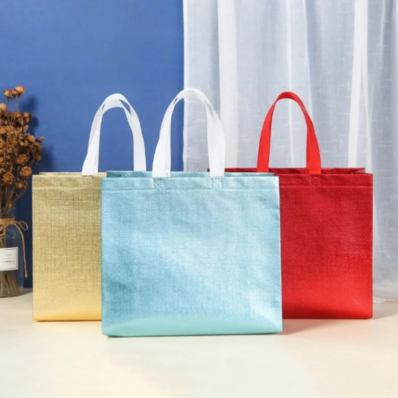 StoBag 25pcs Wholesale Non-woven Tote Shopping Bag Fabric Portable Waterproof Storage Reusable Pouch Custom Logo(Extra Fee)