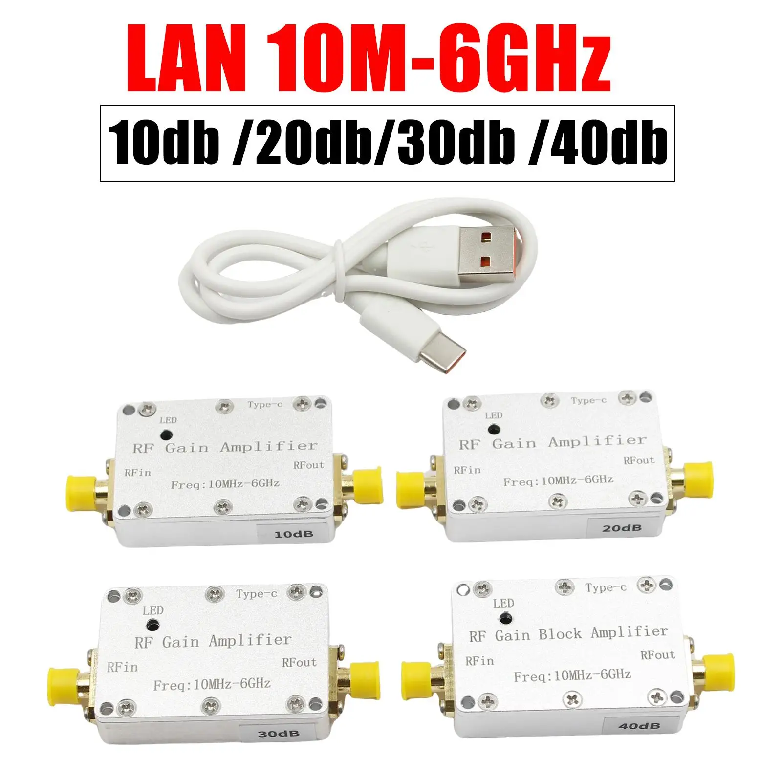 LAN 10M-6Ghz High Flatness -Amplifier Gain 10DB 30DB 20DB 40DB RF Front End Receiver RF Signal Drive FOR Hackrf One/SDR FM Radio