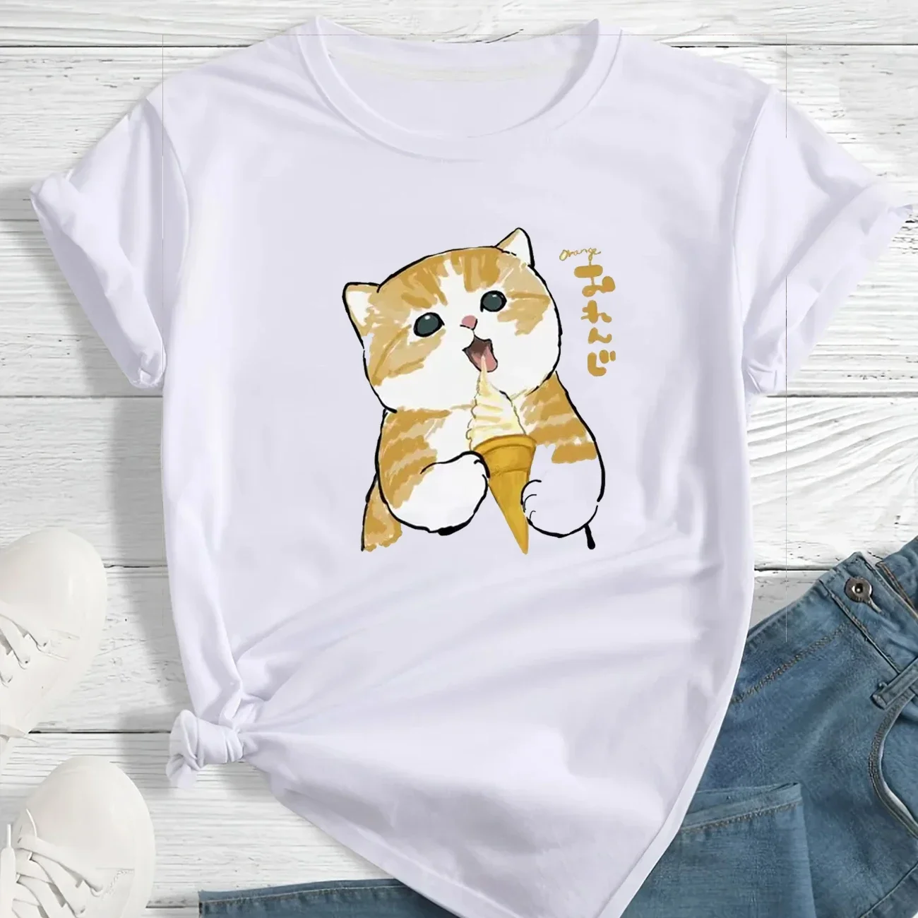 

Cute Cat Cartoon Printed Women T-shirt Harajuku Funny Graphic Ulzzang Short Sleeve T Shirt Fashion Aesthetic Top Clothes Female