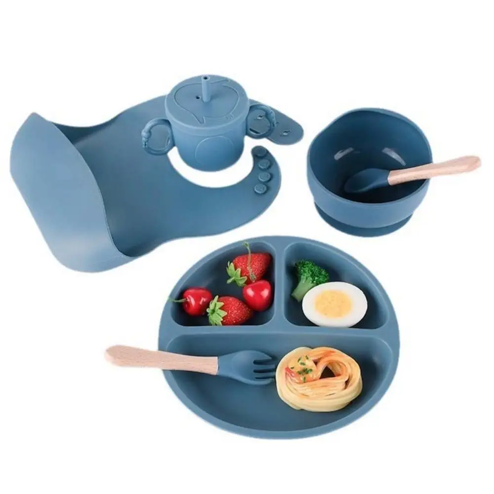 

Strong Suction Baby Meal Set Feeding Tableware Eating Training Children's Silicone Cutlery Fork Spoon Anti-Fall