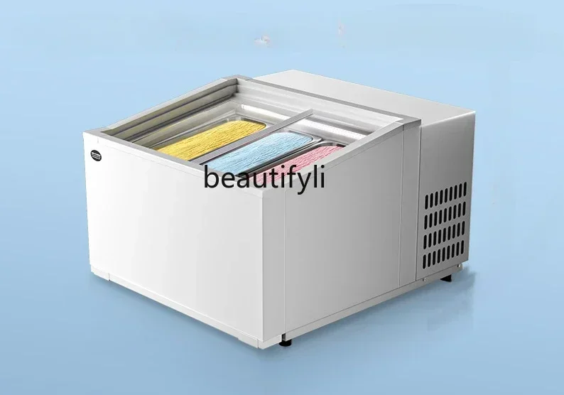 علبة عرض الآيس كريم سطح المكتب 3 صناديق ثلاجة الآيس كريم المجمدة سميكة قطع خزانة عرض الزبادي المقلي