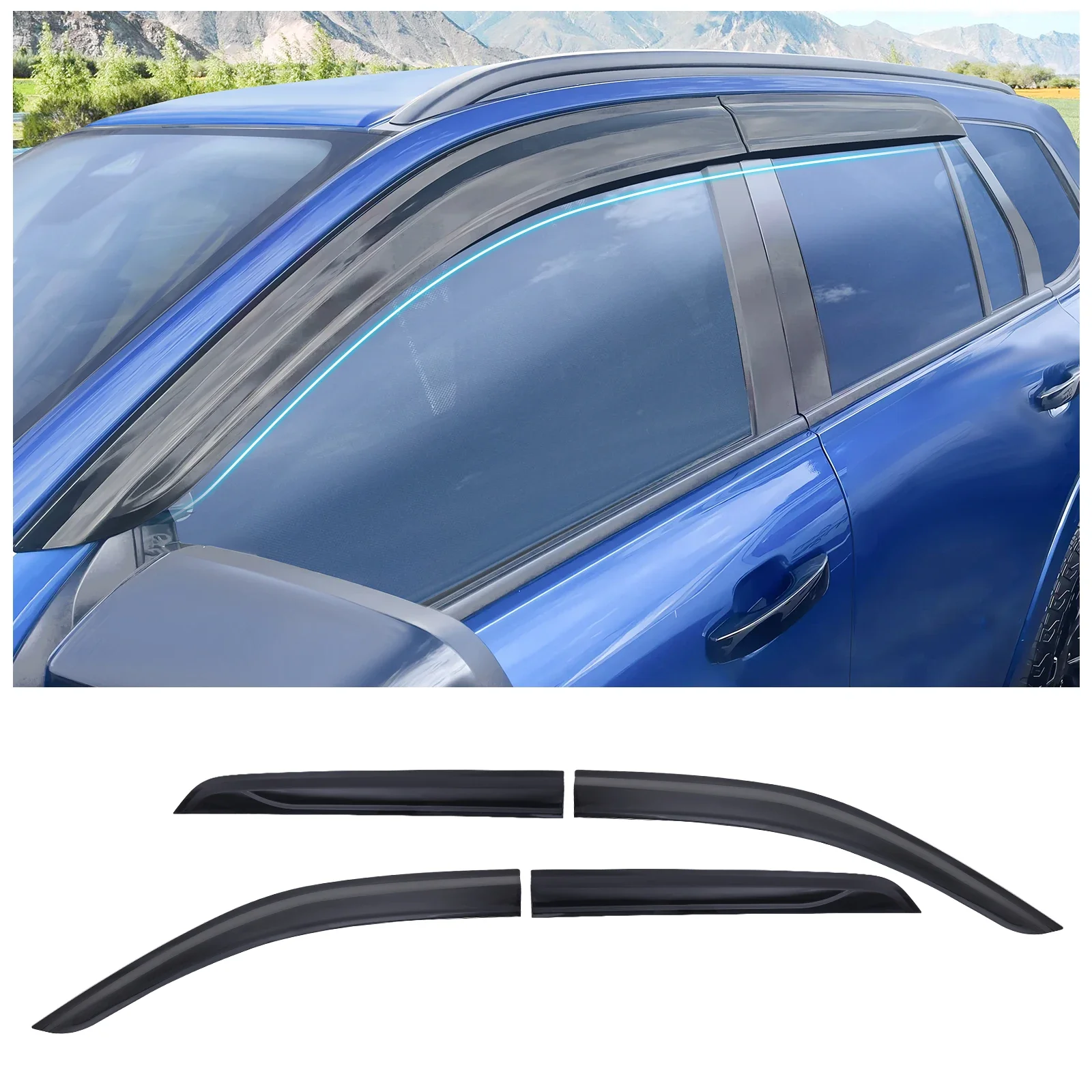 Cab Window Visor Rain Vent Shade Weathershields For Ford Everest 2023 2024 Next Gen Double Cabin Car Accessories