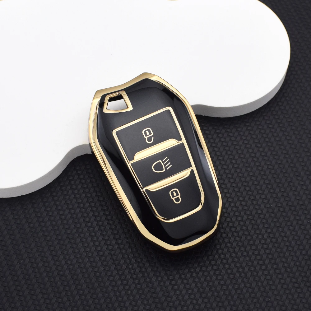 حافظة مفاتيح السيارة الأنيقة الناعمة من مادة البولي يوريثان + سلسلة مفاتيح لسيتروين DS3 DS5 C3 C4 C3 XR | بيجو 3008 4008 5008 308 508 حقيبة واقية #5