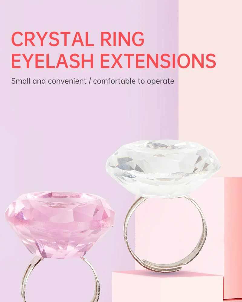 Verstellbarer Kristall-Fingerring für Wimpernkleber, Wimpernlifting-Palette, Tattoo-Pigment-Tintenhalter, Zubehör – Detail 1