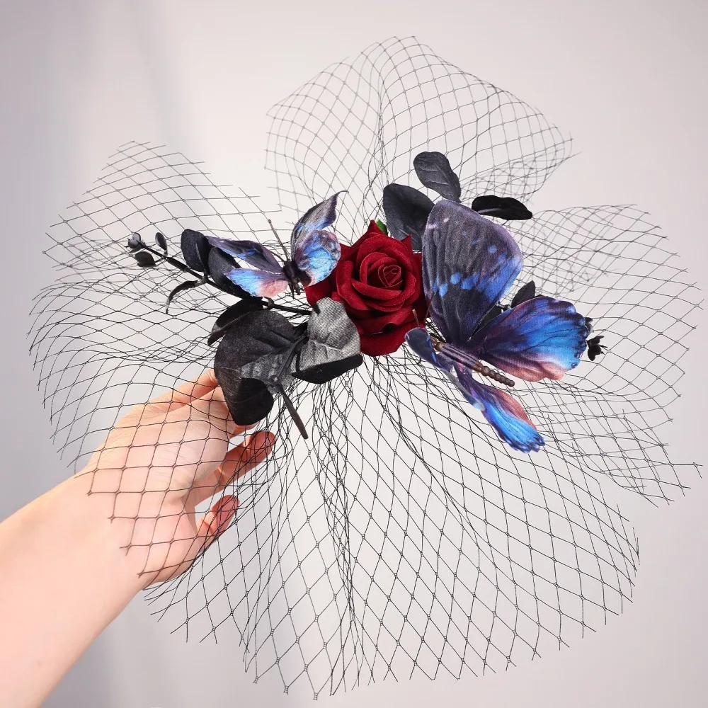 

Creative Unique Halloween Hairpin Elegant Decorative Rose Hairpin Fashion Mesh Headpiece Dress Up Event