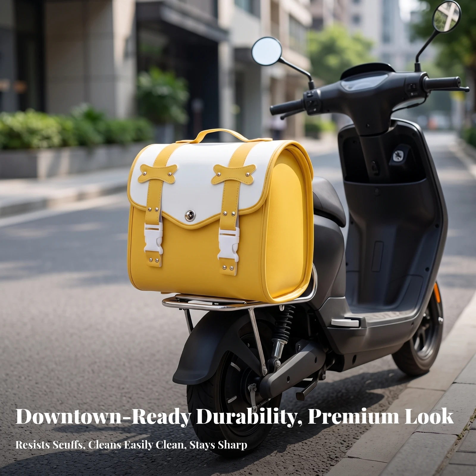 Motorcycle Tail Bag Water-Resistant Motorcycle Rear Rack Bag Scooter Rear Trunk with Buckle Straps Reinforced Heavy-Duty