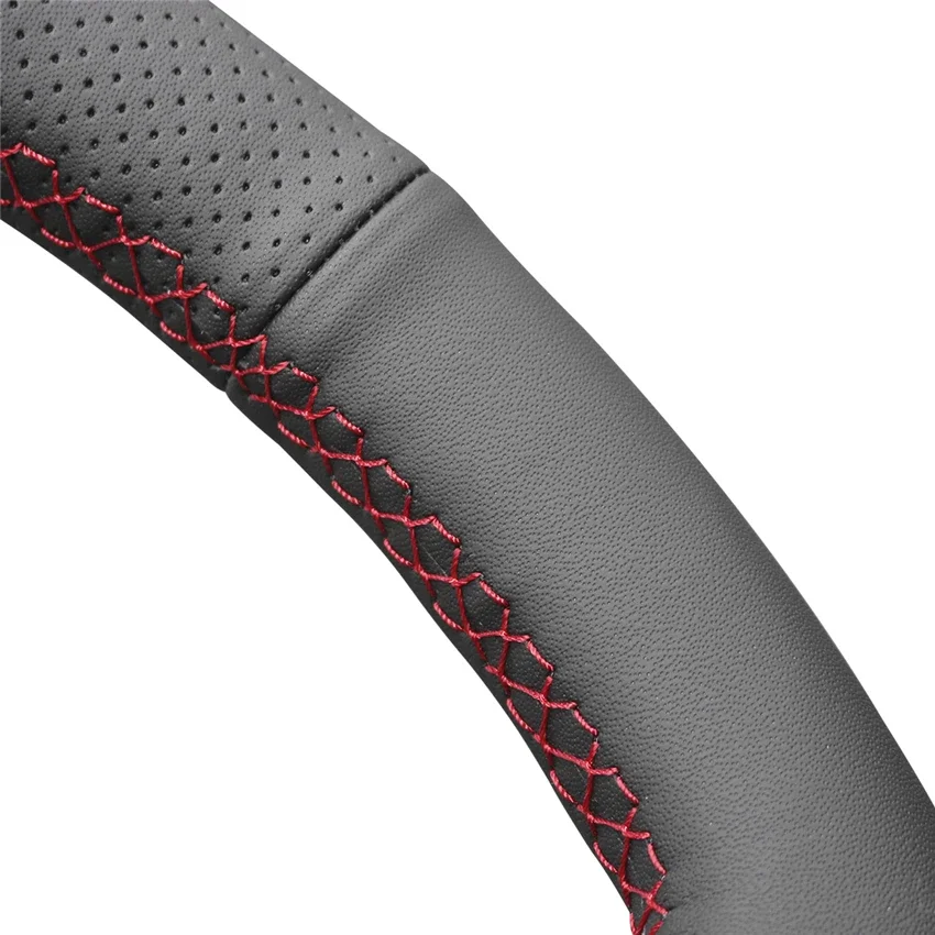 Black Faux Leather Car Steering Wheel Cover for Renault Logan 1 Sandero Symbol Clio Twingo Lada Largus Nissan Almera G15