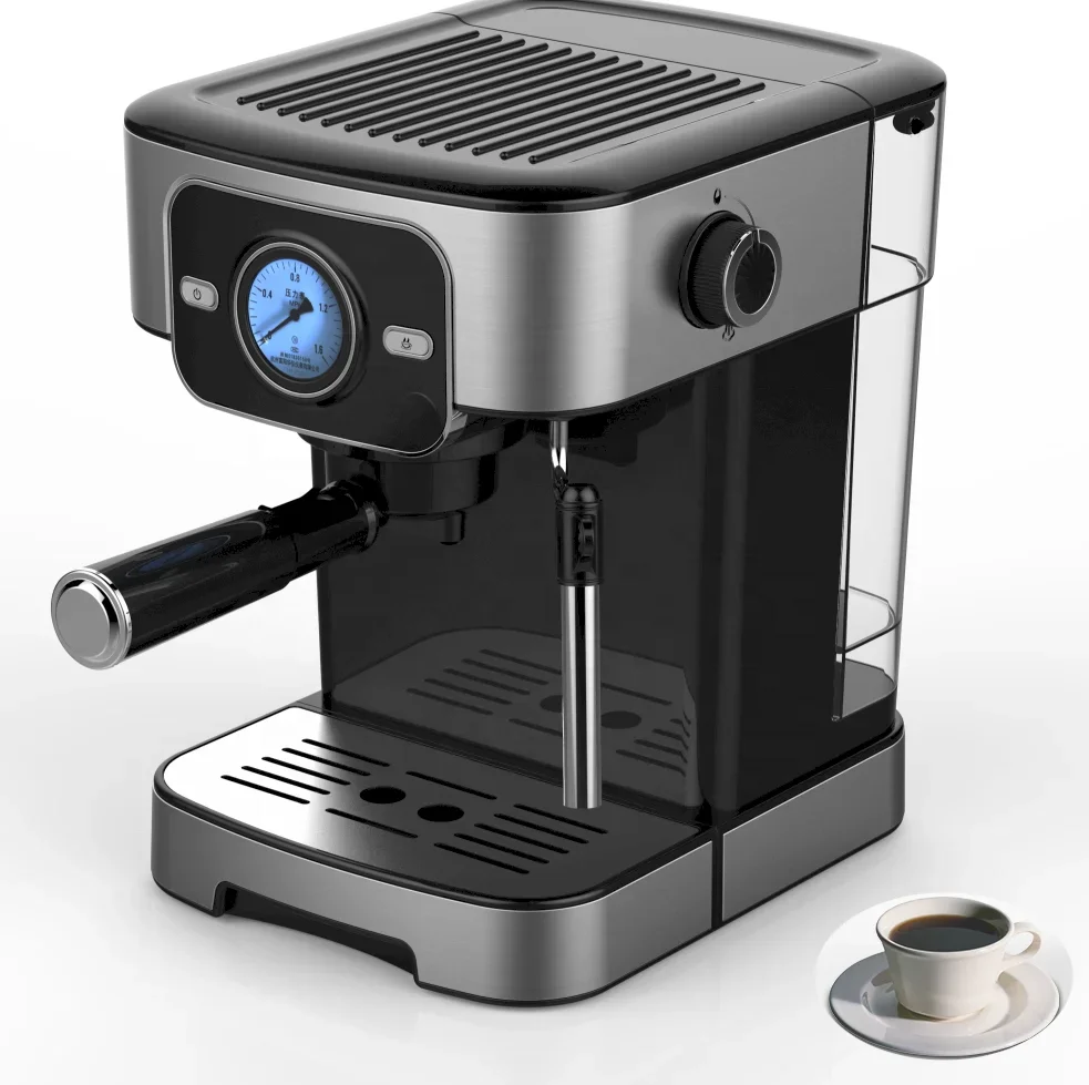 Espresso Coffee Machine with Milk Frother Stainless Steel Decoration Cappuccino Italian Coffee