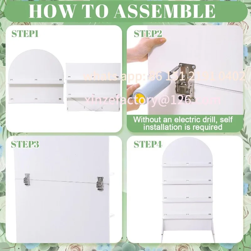 تخصيص 5.9 قدم قوس خشبي عرض الحفلات 4 الطبقة الشمبانيا جدار طوي علاج جدار عرض خلفية رفوف مشروبات الزفاف f