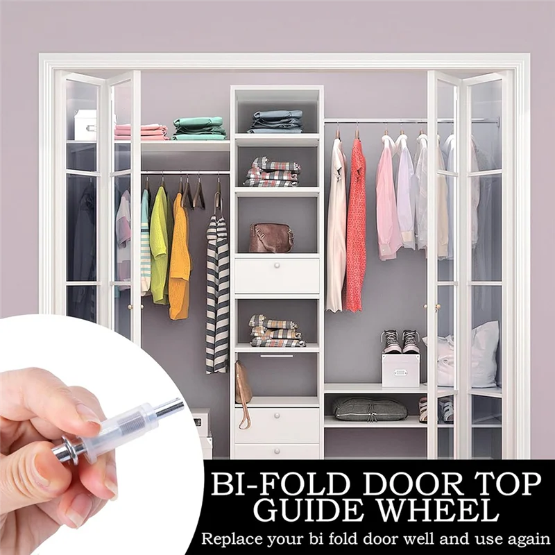 

TKOH-Bi-Fold Door Top Roller Bi-Fold Door Top Roller Guide Wheel Bifold Door Hardware Kit 8PCS