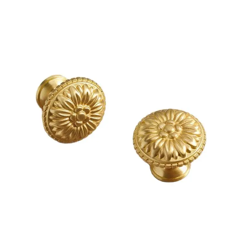 

Твердые латунные круглые ручки для шкафа, круглая дверная ручка, мебельная фурнитура, золото