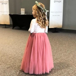 Princess Party Lace Flower Girl Dress Baby Kids Summer Wedding Birthday Dresses Children Clothing 2 4 6 8 10 12 14