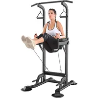 Multi-Function Power Tower with Backrest Workout Dip Station Pull Up Bar Stand Fitness Strength