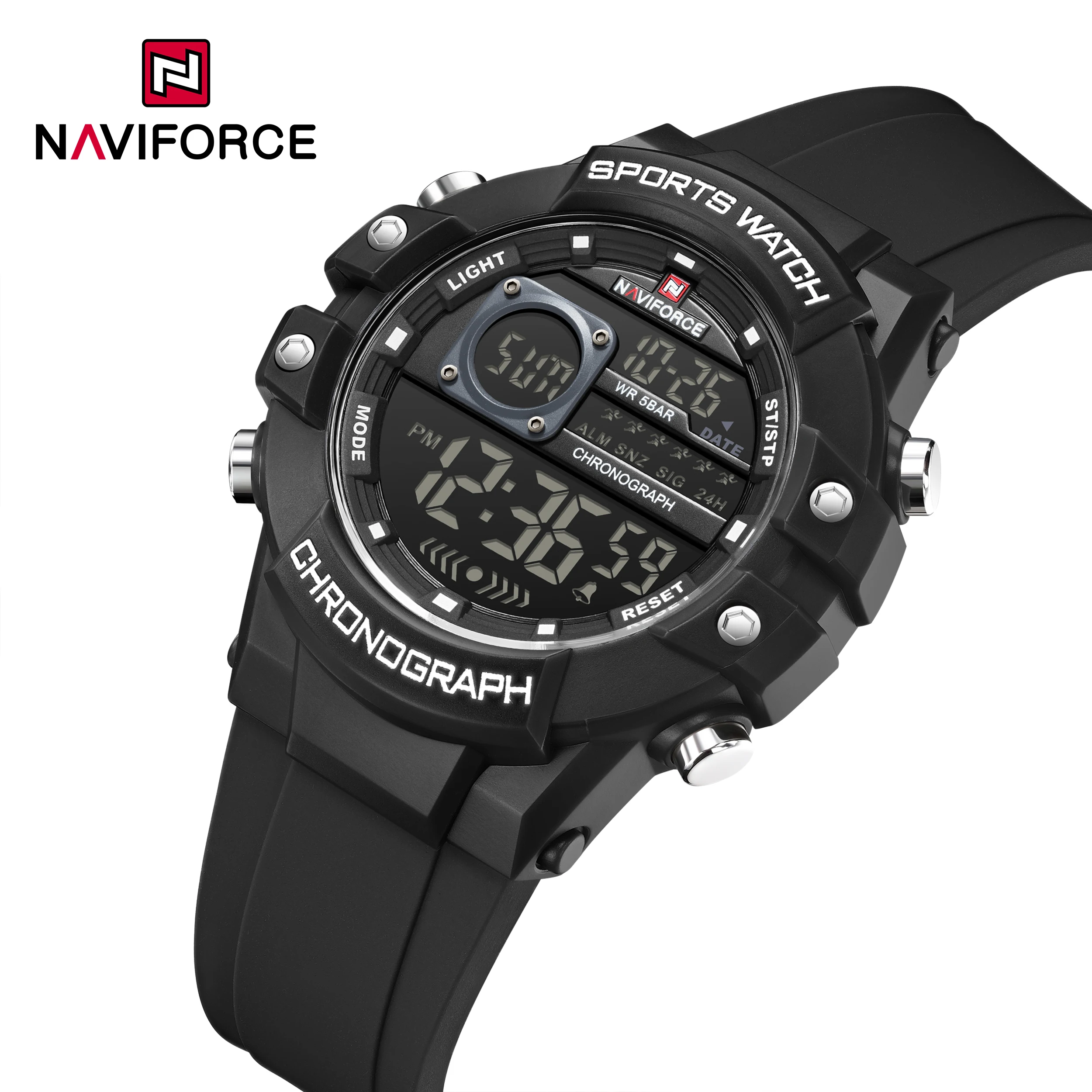NAVIFORCE 6102 Sports Electronic Watch Men Calendar Waterproof Silicone Fashion Digital Watches for Man relojes para hombres
