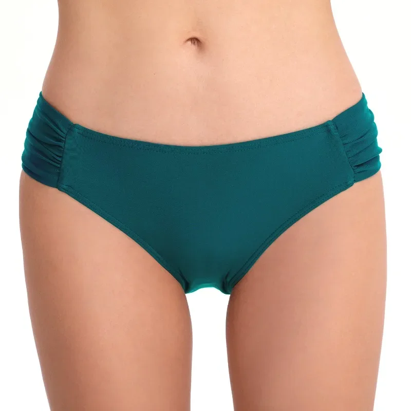 Pantalones cortos con pliegues para mujer, Shorts de baño ajustados de cintura media, de colores sólidos, a la moda, informales, para playa, novedad